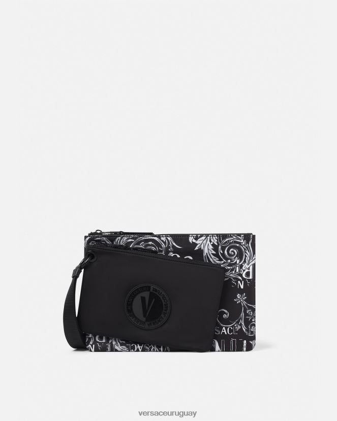 Versace bolso de mano Couture con doble logo y emblema en V hombres negro y gris accesorios H88R0H2496