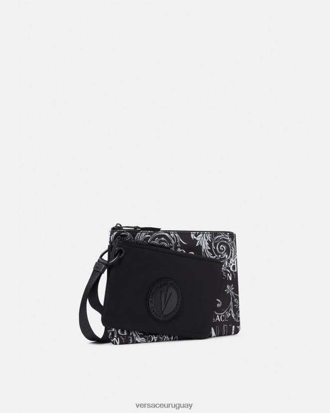 Versace bolso de mano Couture con doble logo y emblema en V hombres negro y gris accesorios H88R0H2496