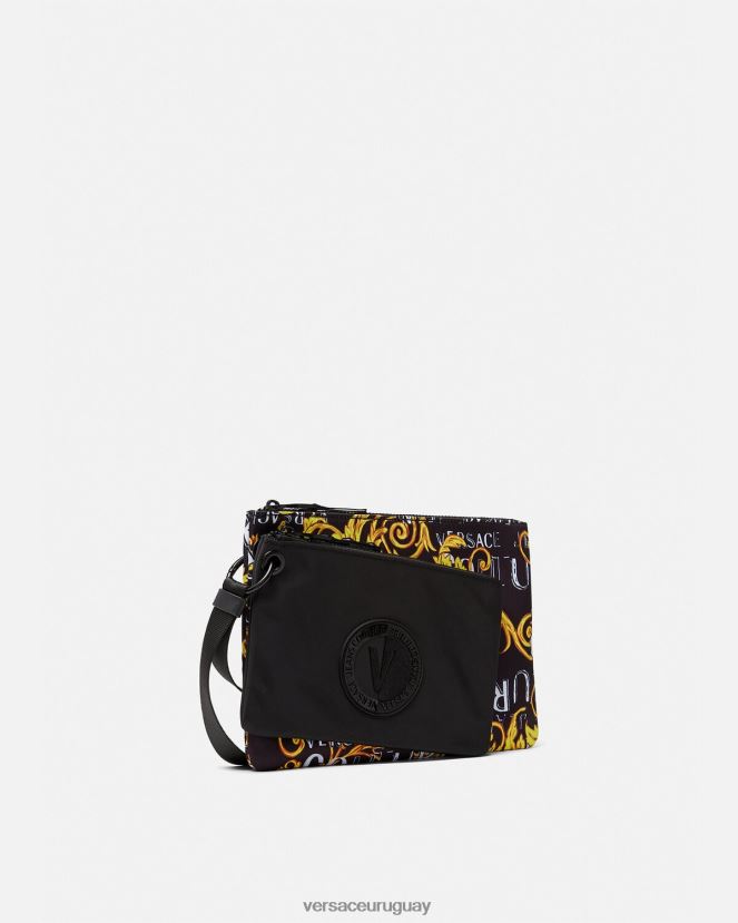 Versace bolso de mano Couture con doble logo y emblema en V hombres oro negro accesorios H88R0H2497