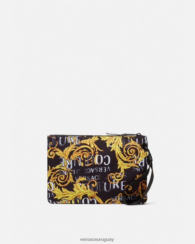 Versace bolso de mano Couture con doble logo y emblema en V hombres oro negro accesorios H88R0H2497