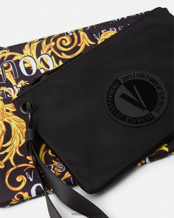 Versace bolso de mano Couture con doble logo y emblema en V hombres oro negro accesorios H88R0H2497