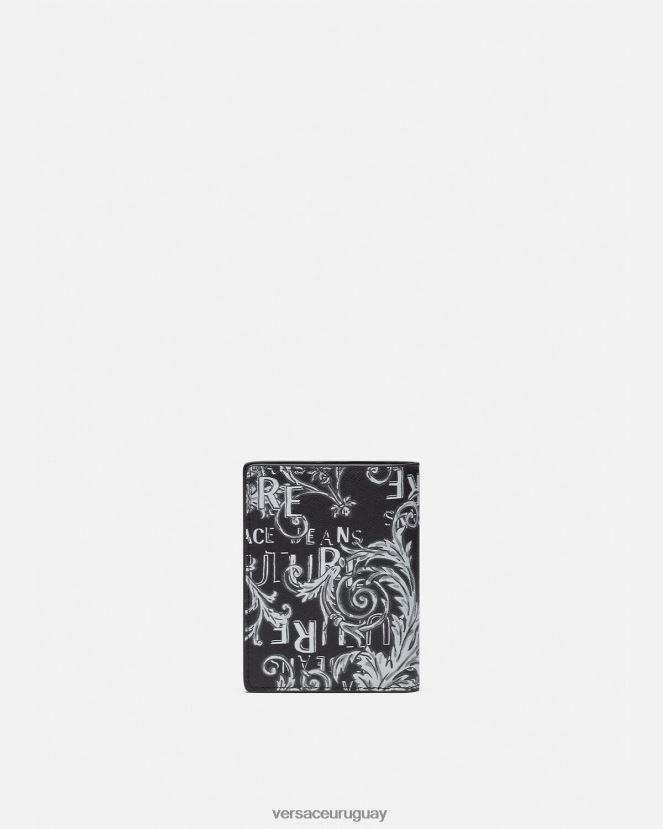 Versace cartera plegable alta con logo Couture hombres negro y gris accesorios H88R0H2518