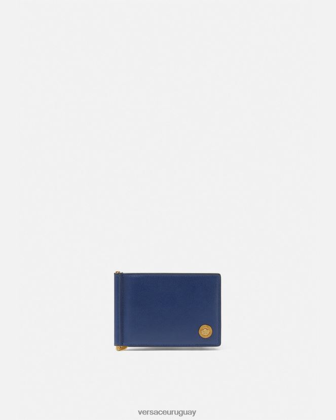 Versace cartera plegable con clip Medusa Biggie hombres azul accesorios H88R0H1632