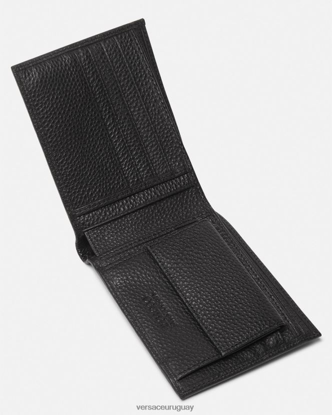 Versace cartera plegable con logo hombres negro accesorios H88R0H2476