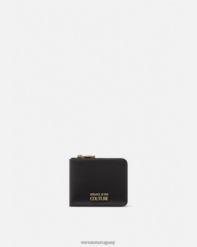 Versace cartera plegable con logo y broche hombres negro accesorios H88R0H2474