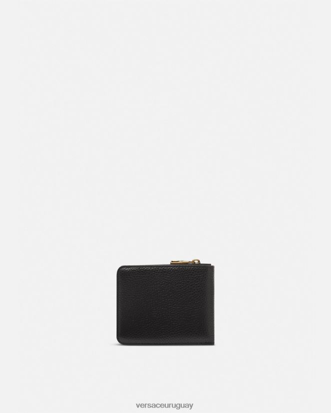 Versace cartera plegable con logo y broche hombres negro accesorios H88R0H2474