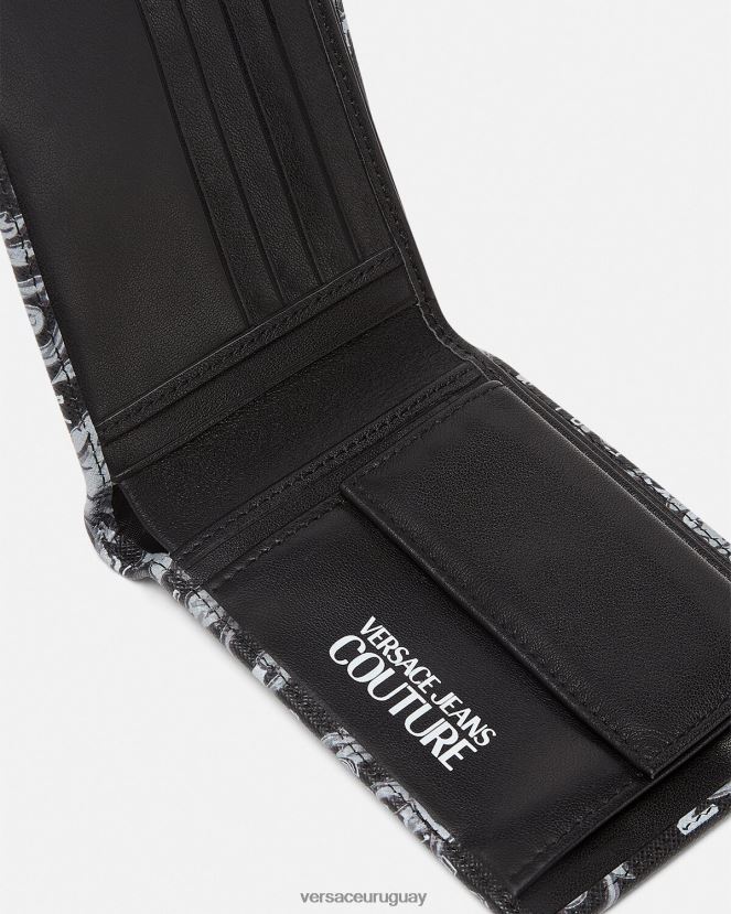 Versace cartera plegable de alta costura con logo hombres negro y gris accesorios H88R0H2516