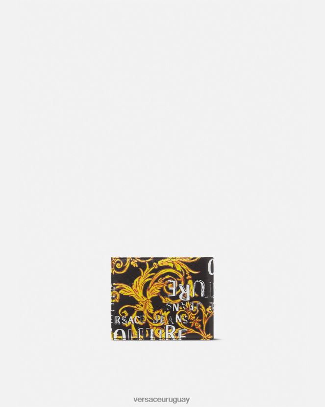 Versace cartera plegable de alta costura con logo hombres oro negro accesorios H88R0H2517