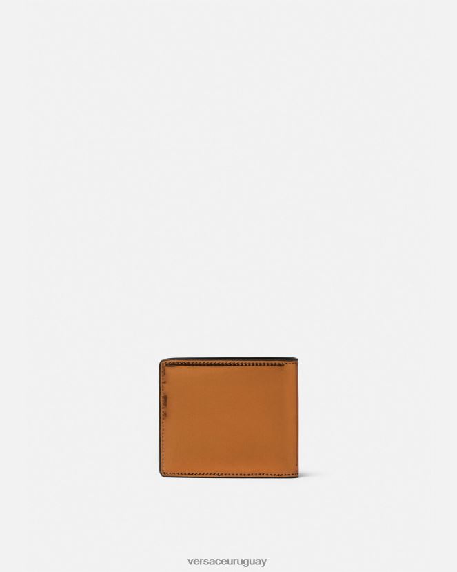Versace cartera plegable de charol con Medusa Biggie hombres caramelo accesorios H88R0H1649