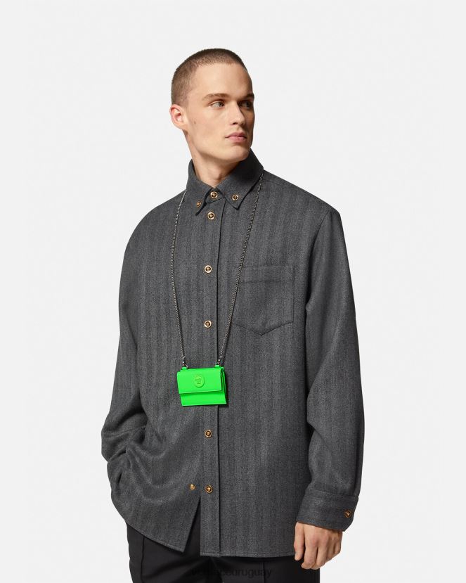 Versace tarjetero con medusa biggie hombres verde accesorios H88R0H1644