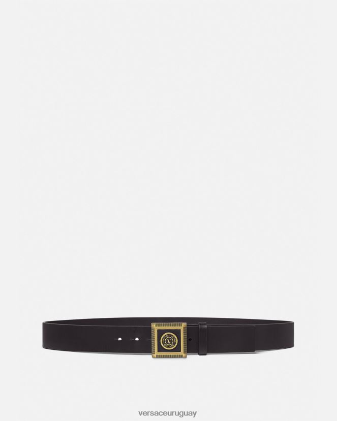 Versace cinturón con emblema en V hombres oro negro accesorios H88R0H2504