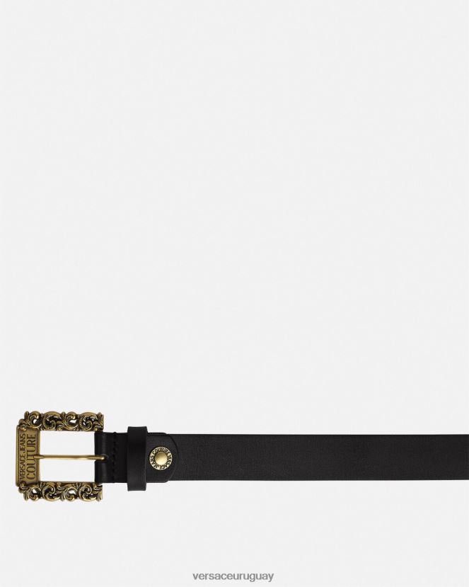 Versace cinturón con hebilla barroca hombres oro negro accesorios H88R0H2485