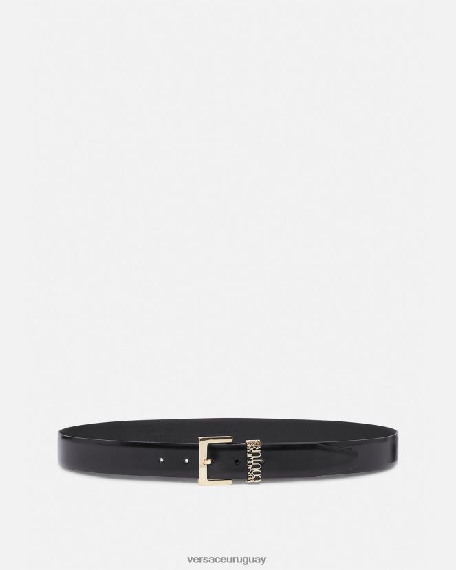 Versace cinturón con logo hombres oro negro accesorios H88R0H2479