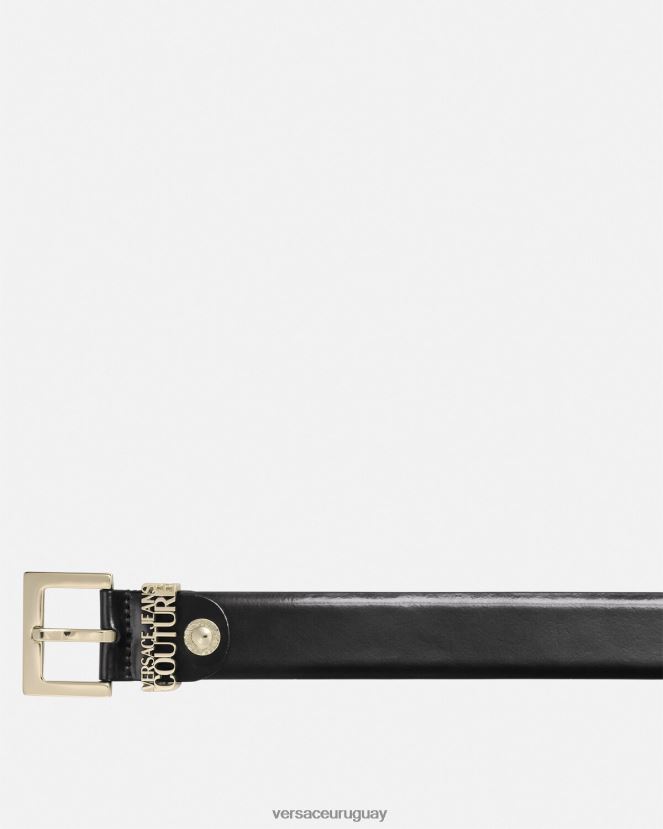 Versace cinturón con logo hombres oro negro accesorios H88R0H2479