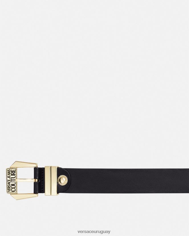 Versace cinturón con logo hombres oro negro accesorios H88R0H2499
