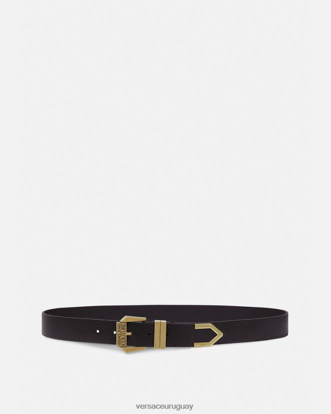 Versace cinturón con logo hombres oro negro accesorios H88R0H2500