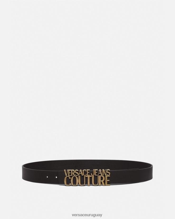 Versace cinturón con logo y letras hombres oro negro accesorios H88R0H2478
