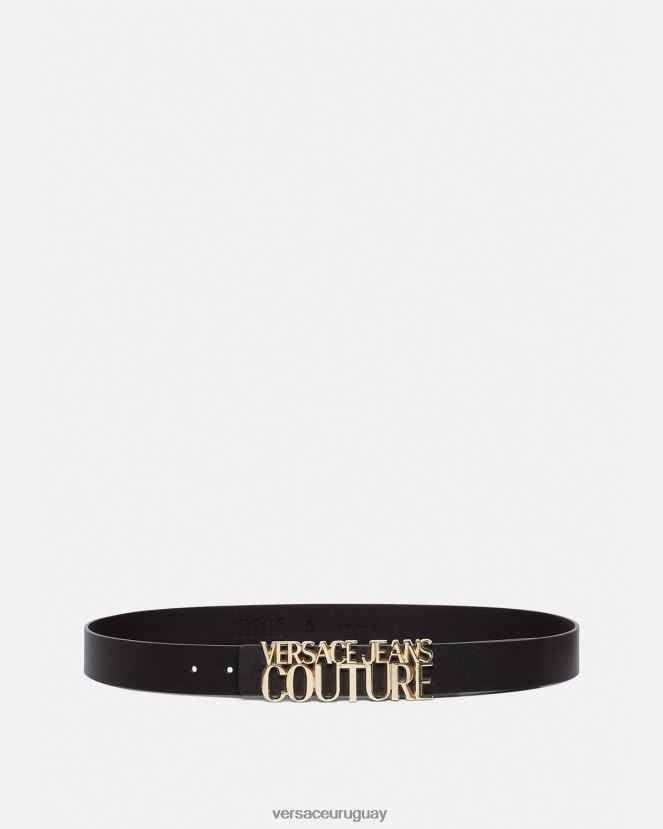 Versace cinturón con logo y letras hombres oro y negro accesorios H88R0H2477