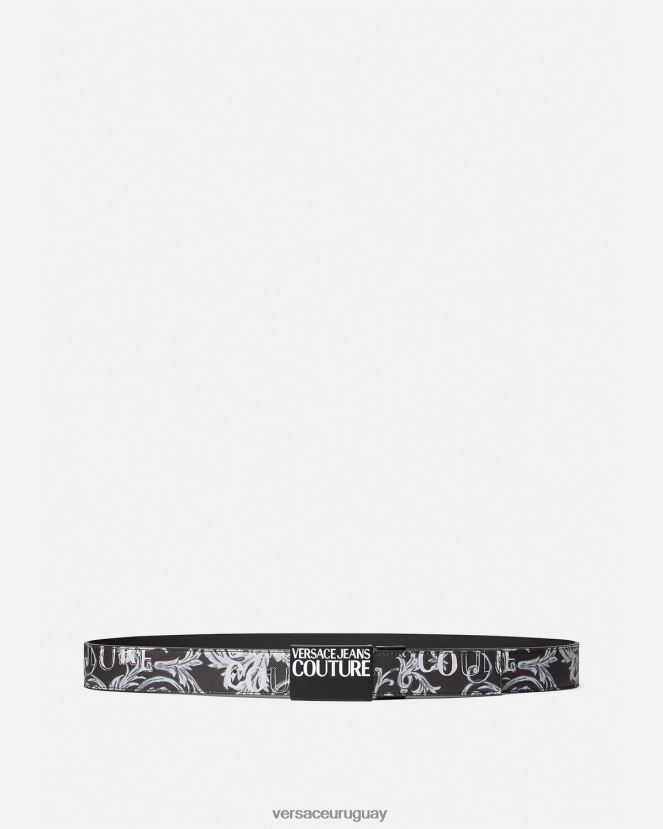 Versace cinturón de alta costura con logo reversible hombres negro y gris accesorios H88R0H2507