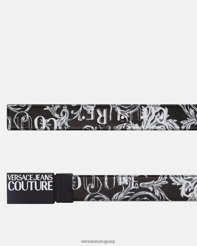 Versace cinturón de alta costura con logo reversible hombres negro y gris accesorios H88R0H2507