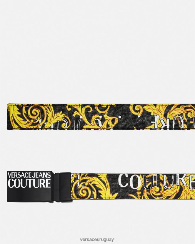 Versace cinturón de alta costura con logo reversible hombres oro negro accesorios H88R0H2505