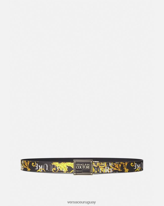 Versace cinturón de alta costura con logo reversible hombres oro negro accesorios H88R0H2506