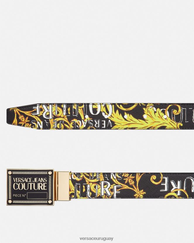 Versace cinturón de alta costura con logo reversible hombres oro negro accesorios H88R0H2506