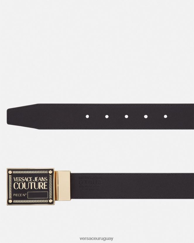 Versace cinturón de alta costura con logo reversible hombres oro negro accesorios H88R0H2506