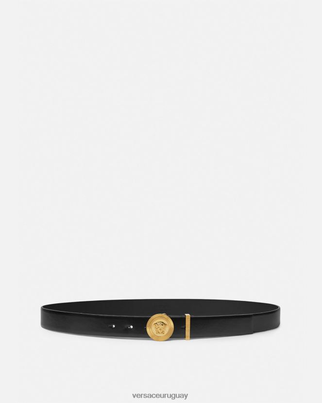 Versace cinturón de cuero con medusa biggie hombres negro accesorios H88R0H1609
