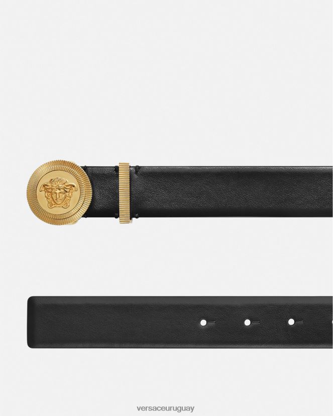 Versace cinturón de cuero con medusa biggie hombres negro accesorios H88R0H1609