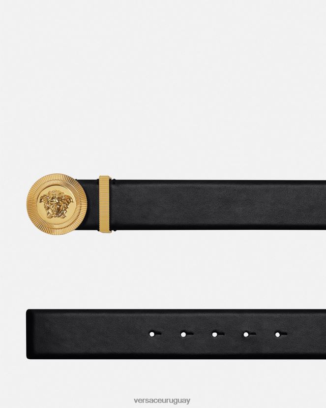 Versace cinturón de cuero con medusa biggie hombres negro accesorios H88R0H1611
