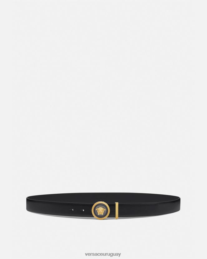 Versace cinturón de cuero con medusa biggie hombres oro negro accesorios H88R0H1610