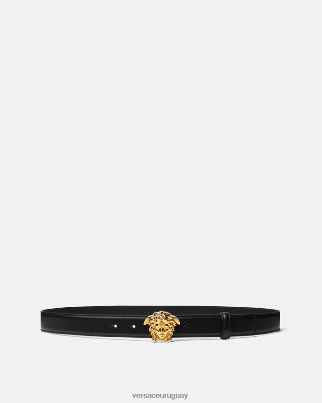 Versace cinturón de piel de medusa hombres negro accesorios H88R0H1619