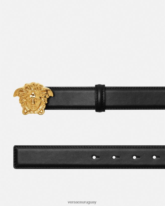 Versace cinturón de piel de medusa hombres negro accesorios H88R0H1619