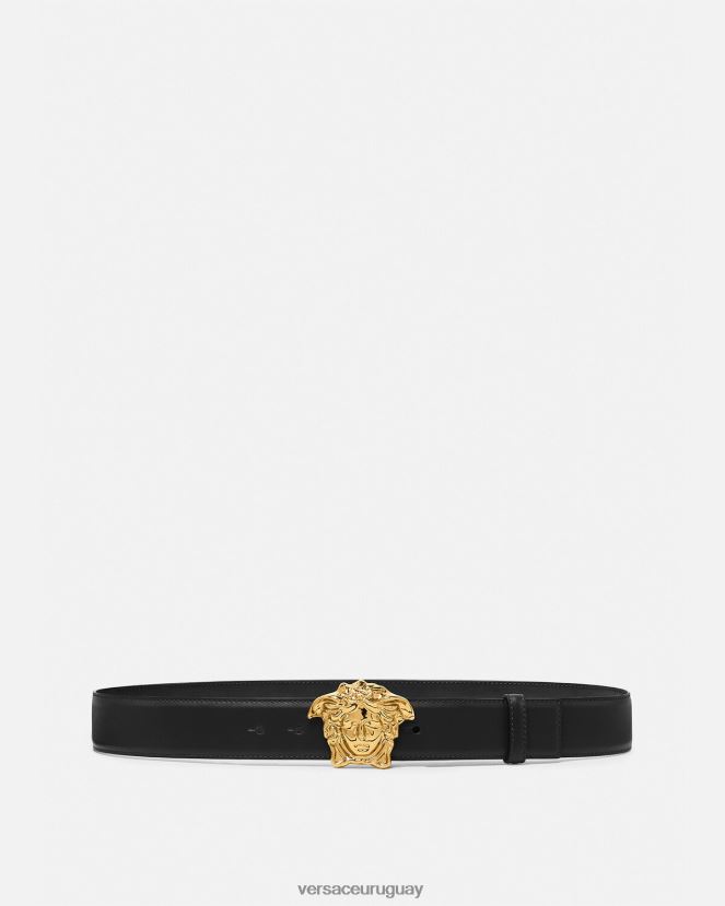 Versace cinturón de piel de medusa hombres negro accesorios H88R0H1620