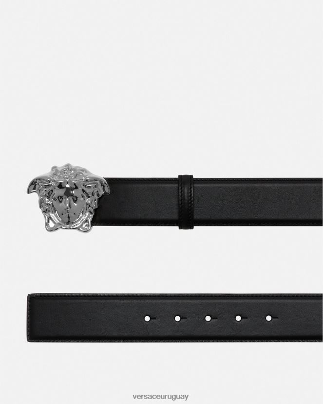 Versace cinturón de piel de medusa hombres negro accesorios H88R0H1621