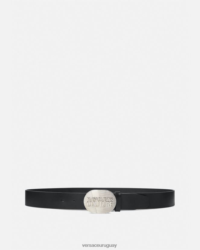 Versace cinturón de rodeo con logo hombres negro y plata accesorios H88R0H2511