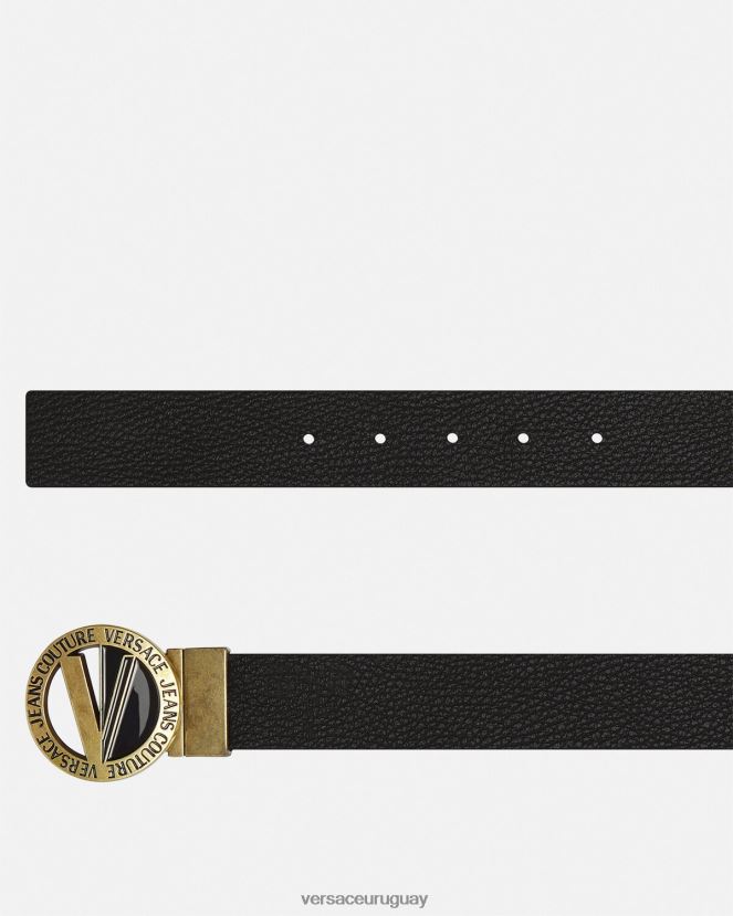 Versace cinturón redondo con emblema en V hombres negro accesorios H88R0H2473