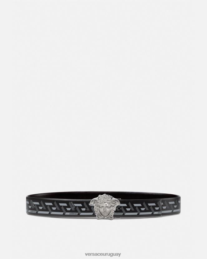 Versace cinturón reversible con medusa la greca hombres negro y gris accesorios H88R0H1628