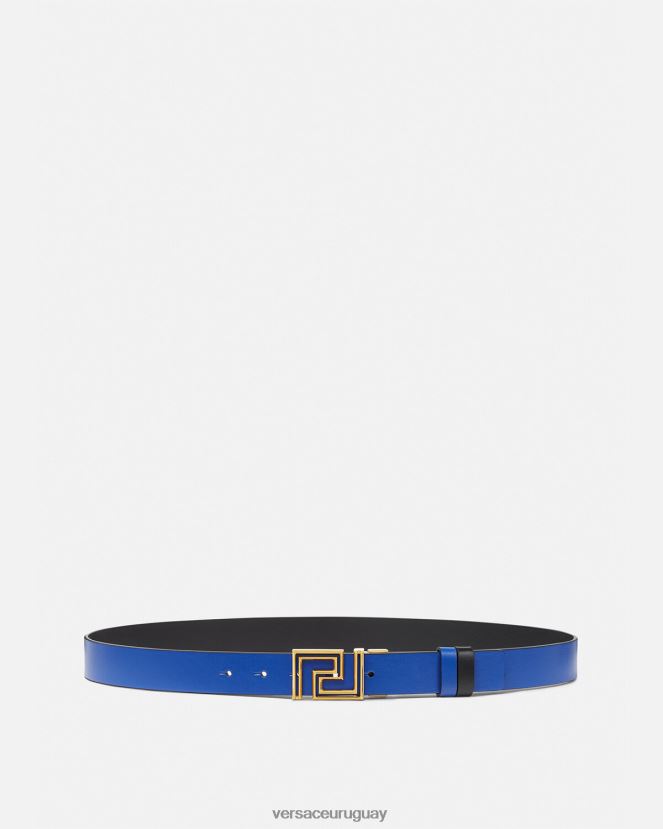 Versace cinturón reversible de piel con greca hombres azul accesorios H88R0H1626