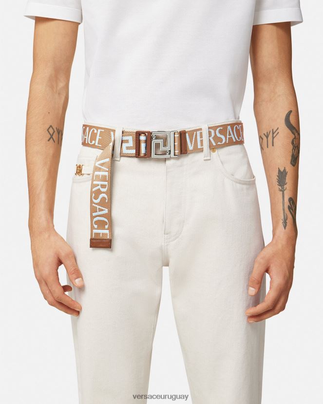Versace cinturón reversible integral hombres beige accesorios H88R0H1613