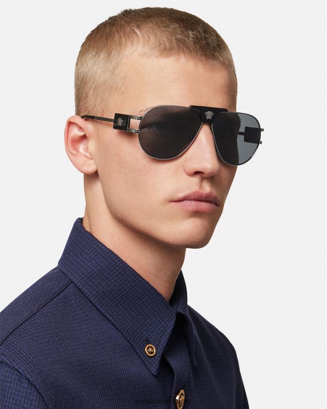 Versace gafas de sol de aviador de proyecto especial hombres negro accesorios H88R0H1668