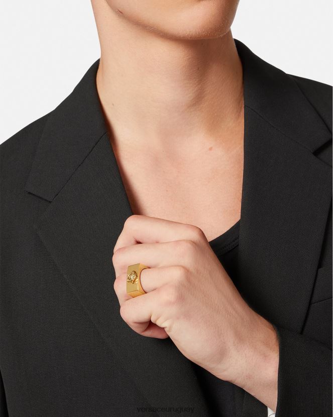 Versace anillo con logo de medusa hombres oro accesorios H88R0H1694