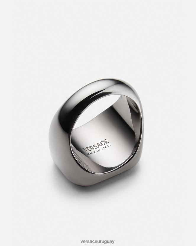 Versace anillo con logo universitario hombres metálico y rojo accesorios H88R0H1698