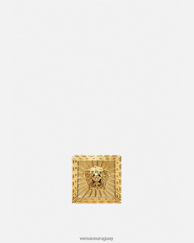 Versace anillo cuadrado con medusa hombres oro accesorios H88R0H1691