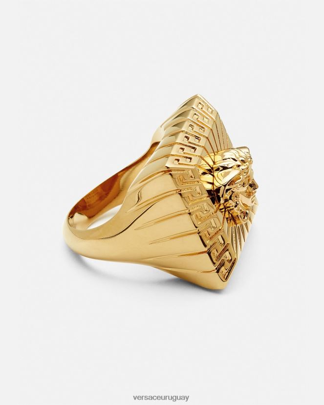 Versace anillo cuadrado con medusa hombres oro accesorios H88R0H1691