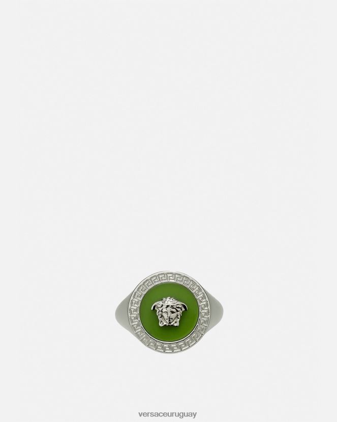 Versace anillo de medusa esmaltado hombres verde accesorios H88R0H1684