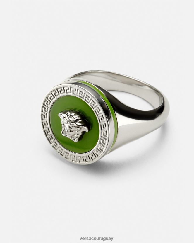 Versace anillo de medusa esmaltado hombres verde accesorios H88R0H1684