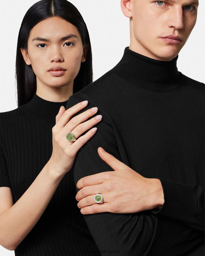 Versace anillo de medusa esmaltado hombres verde accesorios H88R0H1684