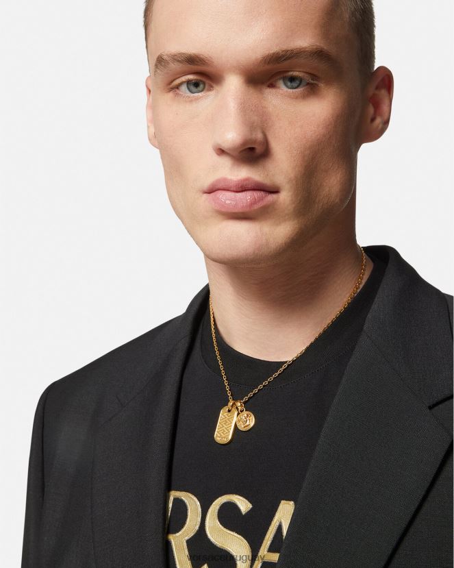 Versace collar con etiqueta de la greca hombres oro accesorios H88R0H1688